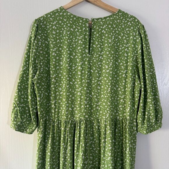 Nobody's Child Maternity Green Ditsy Floral Print Rachel Midi Dress‎ Sz 12 Large - Picture 9 of 9